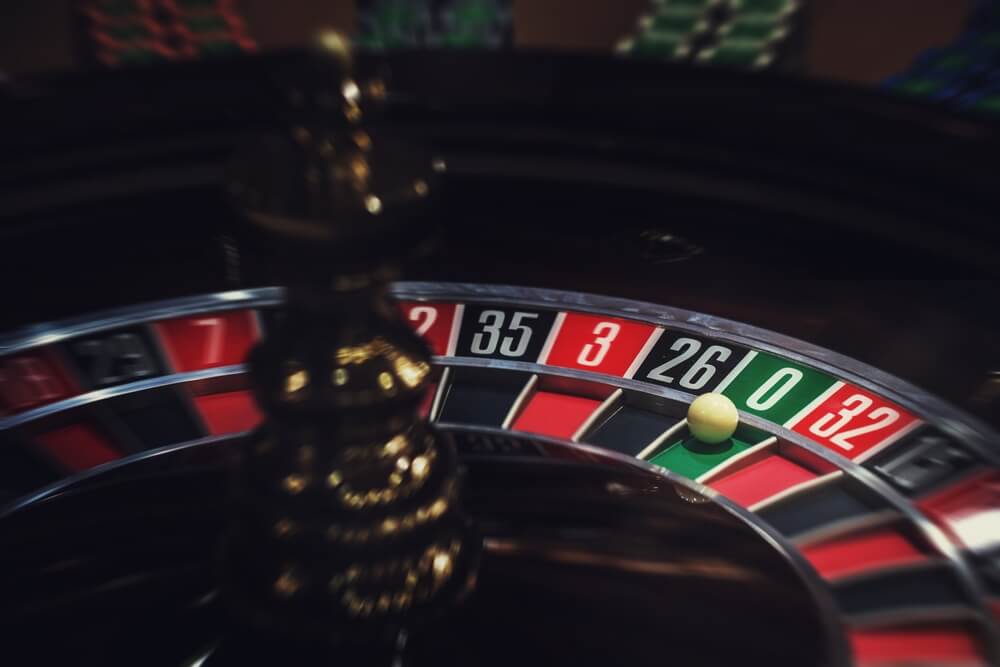 Casino,Roulette,,Close up,Of,A,Roulette,Ball,,Sectors,Red,And